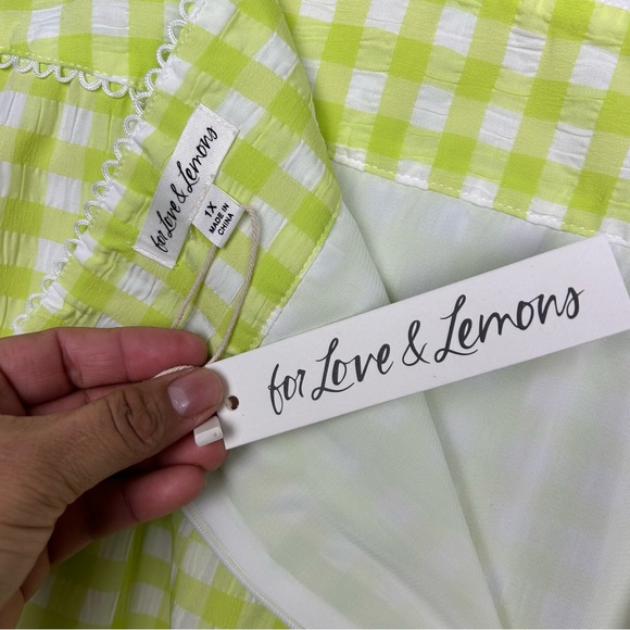 For Love And Lemons Maureen textured gingham mini skirt princess Seam slits 1X - Picture 9 of 12